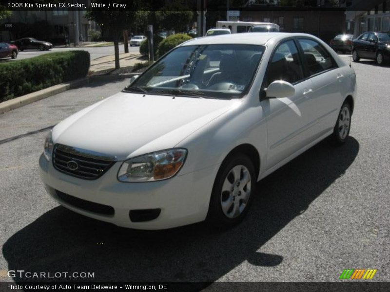 White / Gray 2008 Kia Spectra EX Sedan