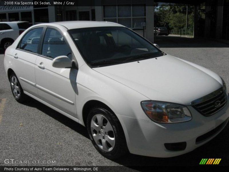 White / Gray 2008 Kia Spectra EX Sedan