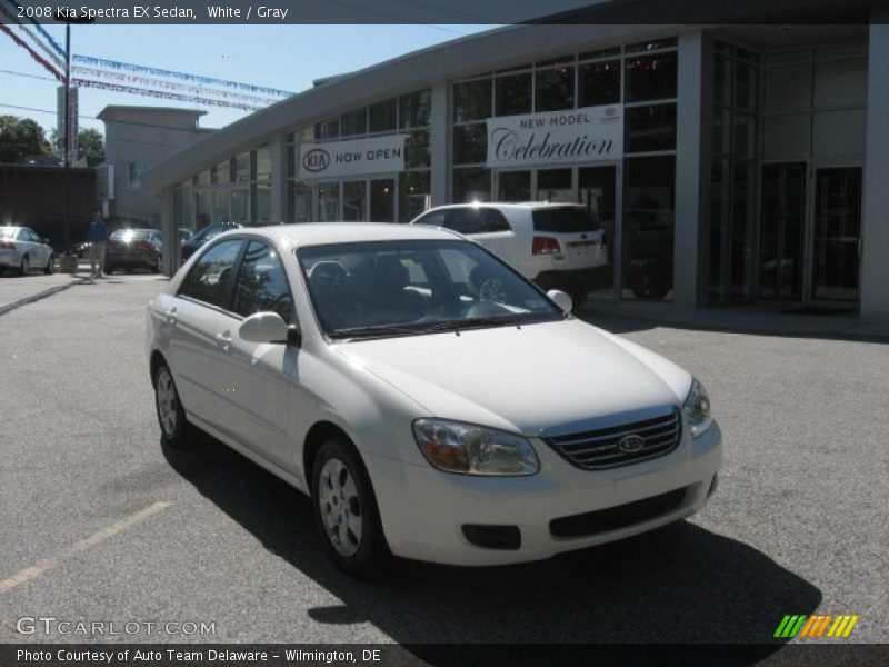 White / Gray 2008 Kia Spectra EX Sedan
