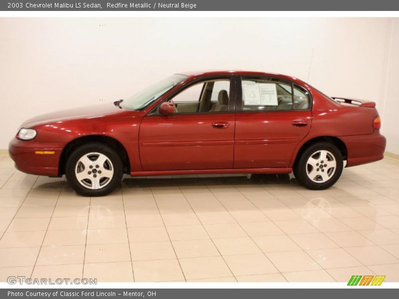 Redfire Metallic / Neutral Beige 2003 Chevrolet Malibu LS Sedan