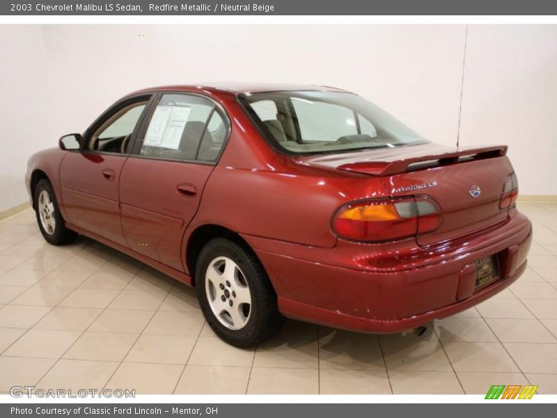 Redfire Metallic / Neutral Beige 2003 Chevrolet Malibu LS Sedan