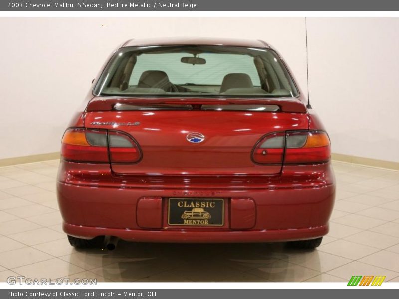 Redfire Metallic / Neutral Beige 2003 Chevrolet Malibu LS Sedan