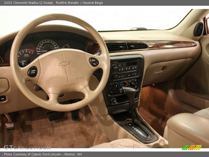 Redfire Metallic / Neutral Beige 2003 Chevrolet Malibu LS Sedan