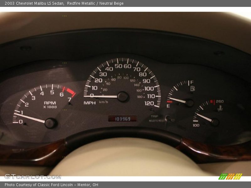 Redfire Metallic / Neutral Beige 2003 Chevrolet Malibu LS Sedan