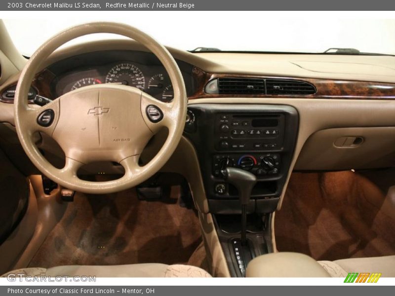 Redfire Metallic / Neutral Beige 2003 Chevrolet Malibu LS Sedan