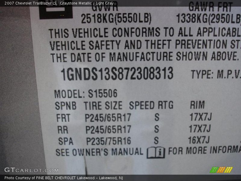 Graystone Metallic / Light Gray 2007 Chevrolet TrailBlazer LS