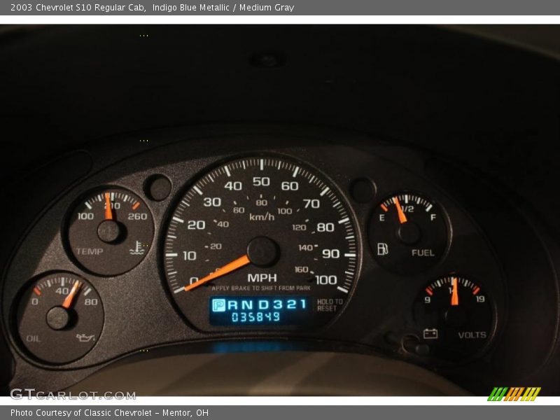 Indigo Blue Metallic / Medium Gray 2003 Chevrolet S10 Regular Cab