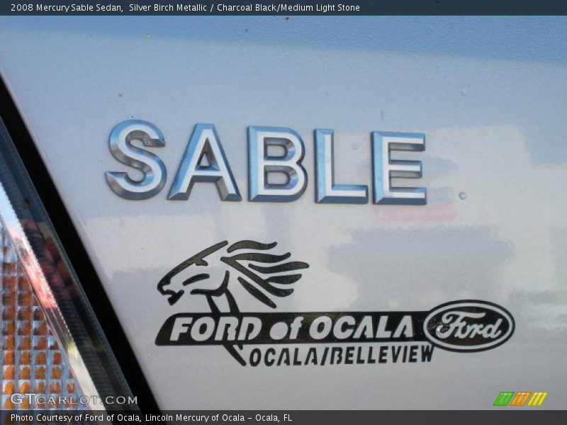 Silver Birch Metallic / Charcoal Black/Medium Light Stone 2008 Mercury Sable Sedan
