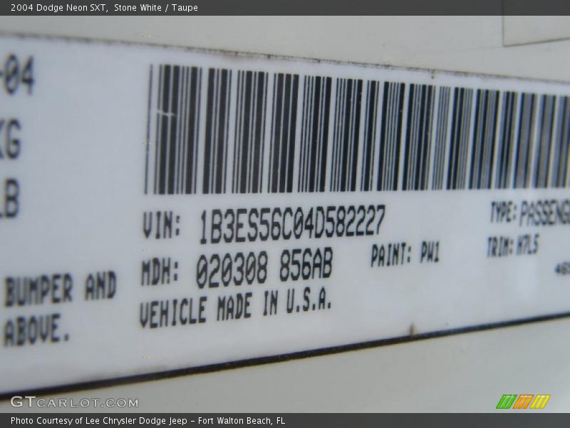 Stone White / Taupe 2004 Dodge Neon SXT