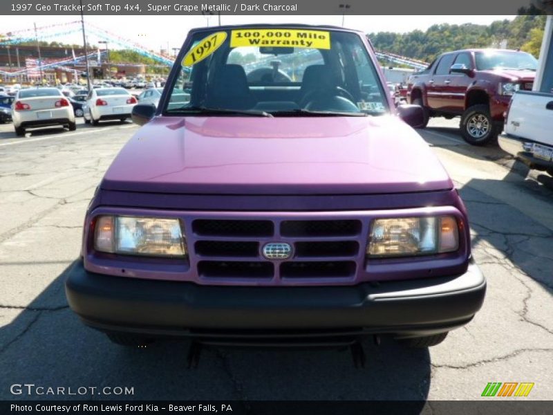 Super Grape Metallic / Dark Charcoal 1997 Geo Tracker Soft Top 4x4