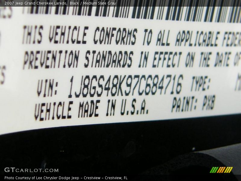 Black / Medium Slate Gray 2007 Jeep Grand Cherokee Laredo