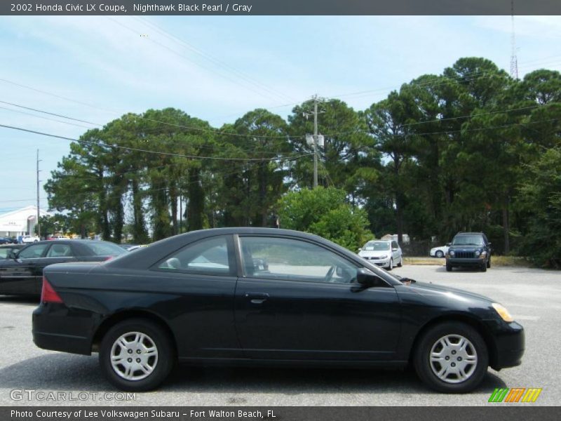 Nighthawk Black Pearl / Gray 2002 Honda Civic LX Coupe