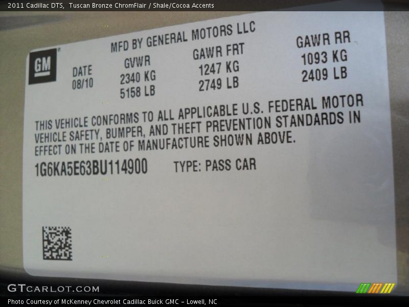 Tuscan Bronze ChromFlair / Shale/Cocoa Accents 2011 Cadillac DTS
