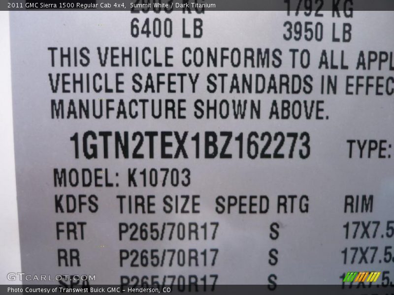 Summit White / Dark Titanium 2011 GMC Sierra 1500 Regular Cab 4x4