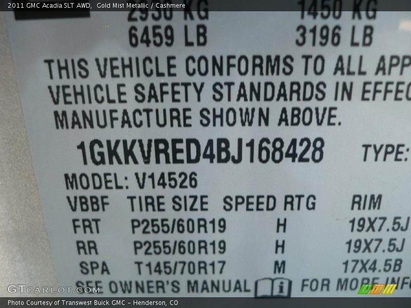 Gold Mist Metallic / Cashmere 2011 GMC Acadia SLT AWD