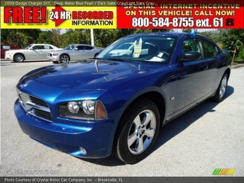 Deep Water Blue Pearl / Dark Slate Gray/Light Slate Gray 2009 Dodge Charger SXT