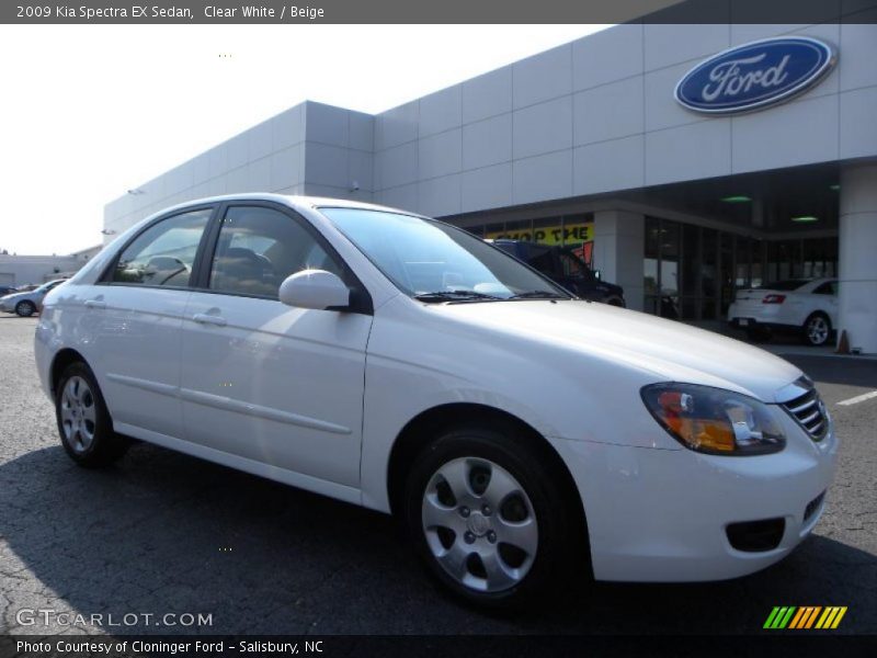 Clear White / Beige 2009 Kia Spectra EX Sedan