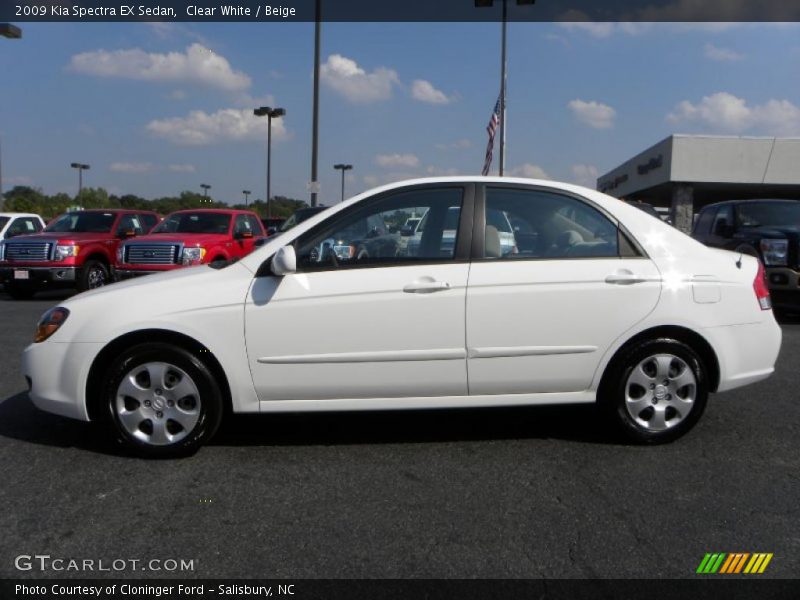 Clear White / Beige 2009 Kia Spectra EX Sedan