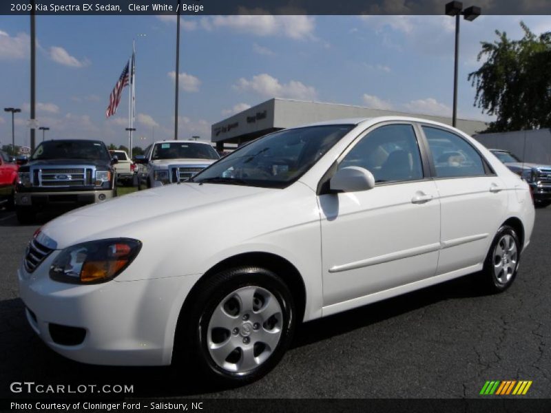 Clear White / Beige 2009 Kia Spectra EX Sedan