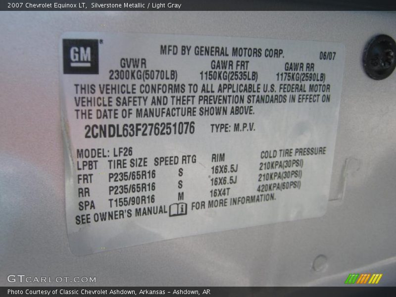 Silverstone Metallic / Light Gray 2007 Chevrolet Equinox LT
