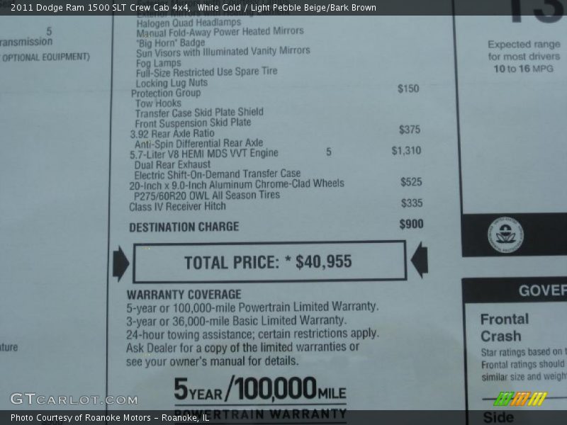 White Gold / Light Pebble Beige/Bark Brown 2011 Dodge Ram 1500 SLT Crew Cab 4x4