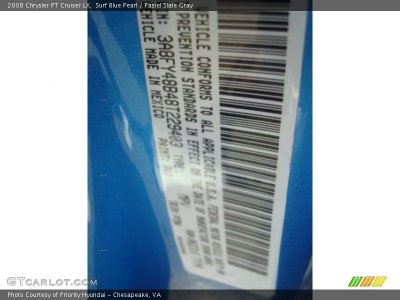 Surf Blue Pearl / Pastel Slate Gray 2008 Chrysler PT Cruiser LX