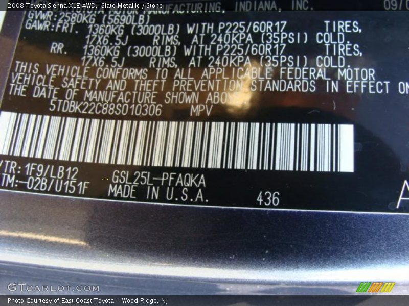 Slate Metallic / Stone 2008 Toyota Sienna XLE AWD