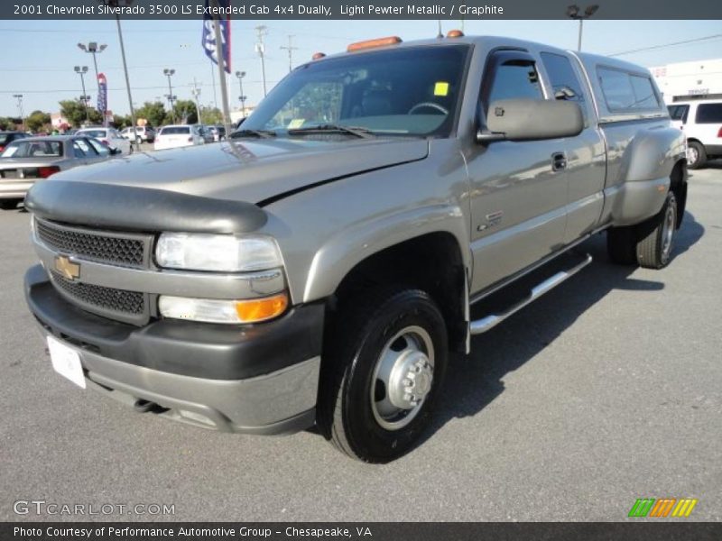 Light Pewter Metallic / Graphite 2001 Chevrolet Silverado 3500 LS Extended Cab 4x4 Dually