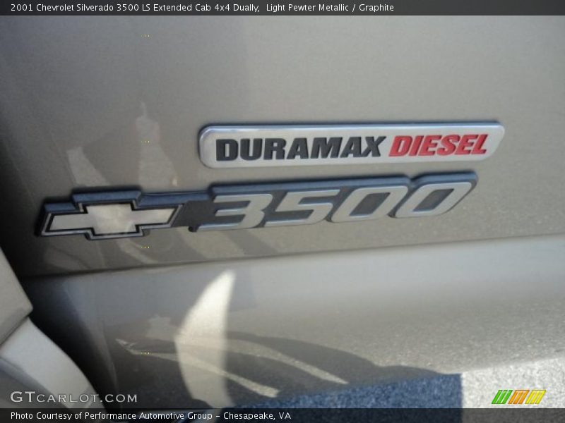 Light Pewter Metallic / Graphite 2001 Chevrolet Silverado 3500 LS Extended Cab 4x4 Dually