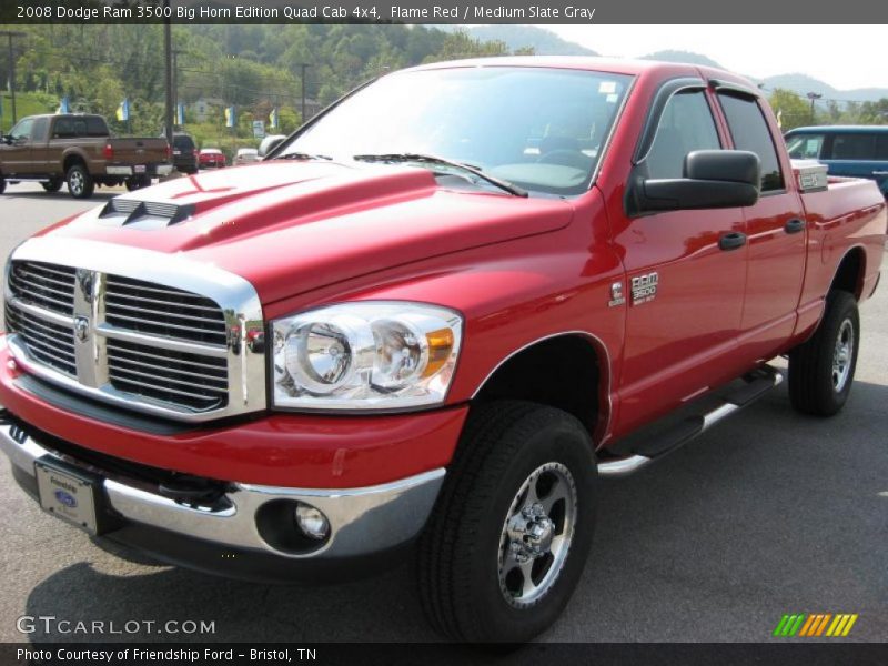 Flame Red / Medium Slate Gray 2008 Dodge Ram 3500 Big Horn Edition Quad Cab 4x4
