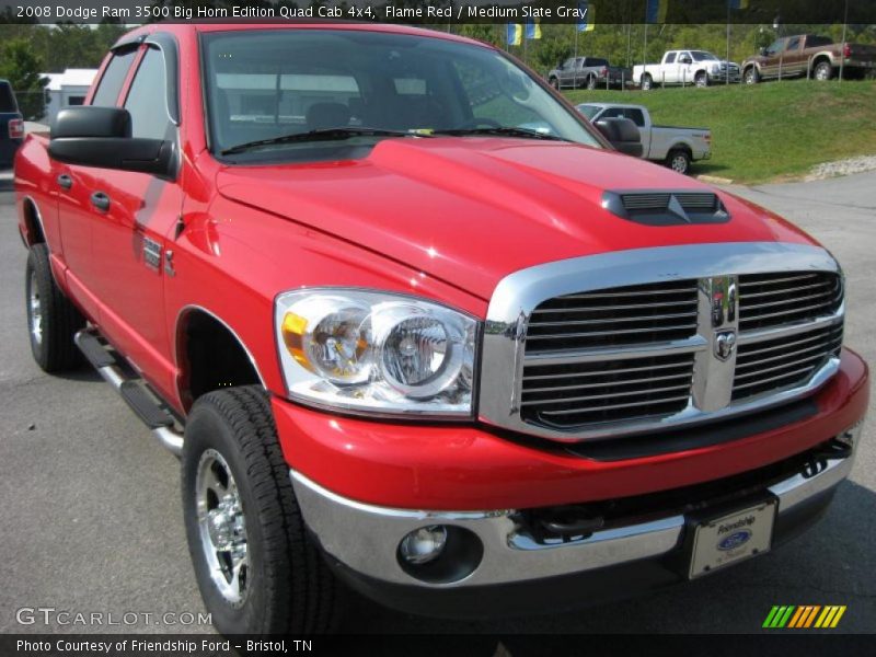 Flame Red / Medium Slate Gray 2008 Dodge Ram 3500 Big Horn Edition Quad Cab 4x4