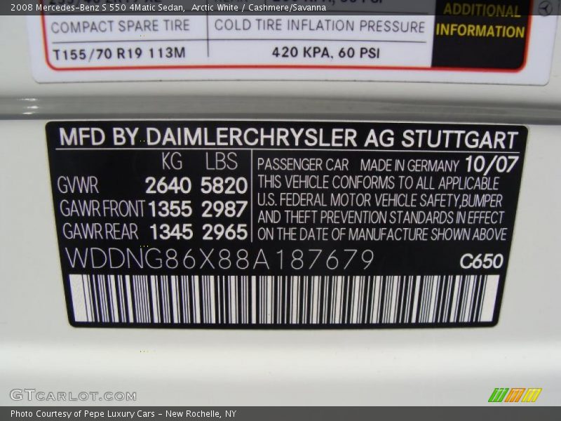 Arctic White / Cashmere/Savanna 2008 Mercedes-Benz S 550 4Matic Sedan