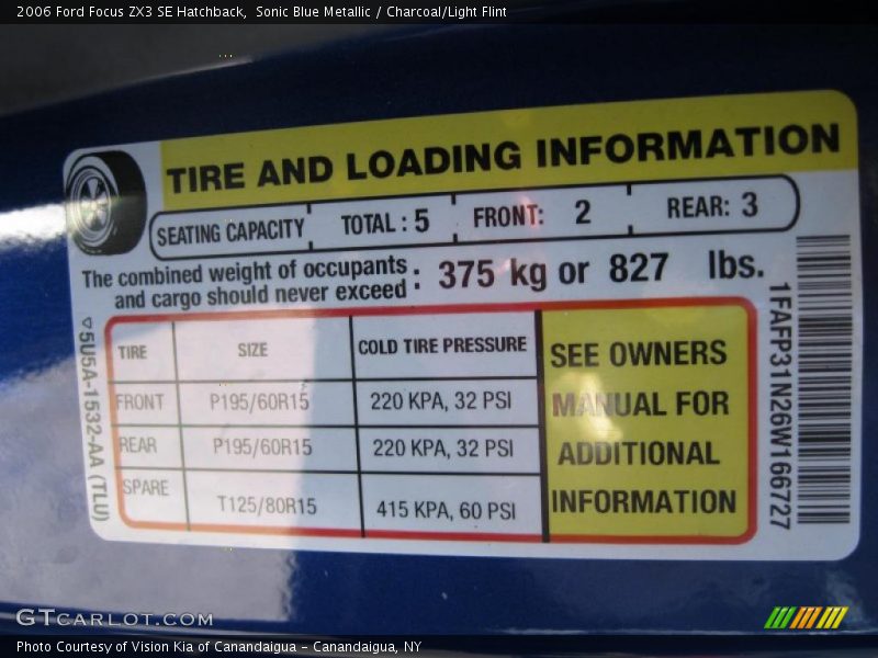 Sonic Blue Metallic / Charcoal/Light Flint 2006 Ford Focus ZX3 SE Hatchback
