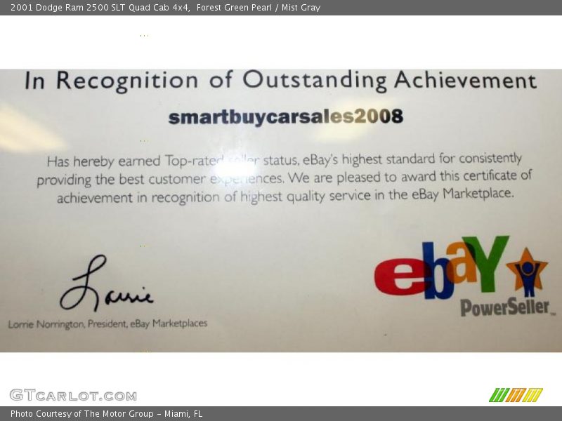 Forest Green Pearl / Mist Gray 2001 Dodge Ram 2500 SLT Quad Cab 4x4