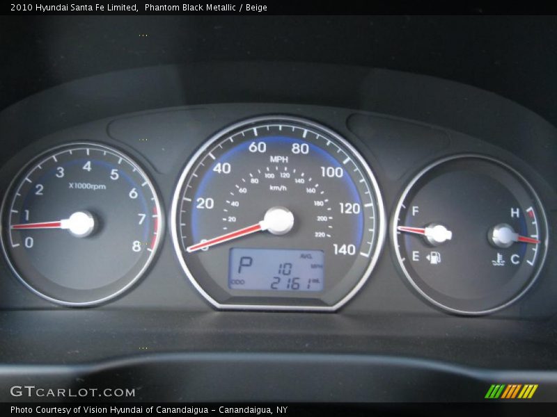 Phantom Black Metallic / Beige 2010 Hyundai Santa Fe Limited