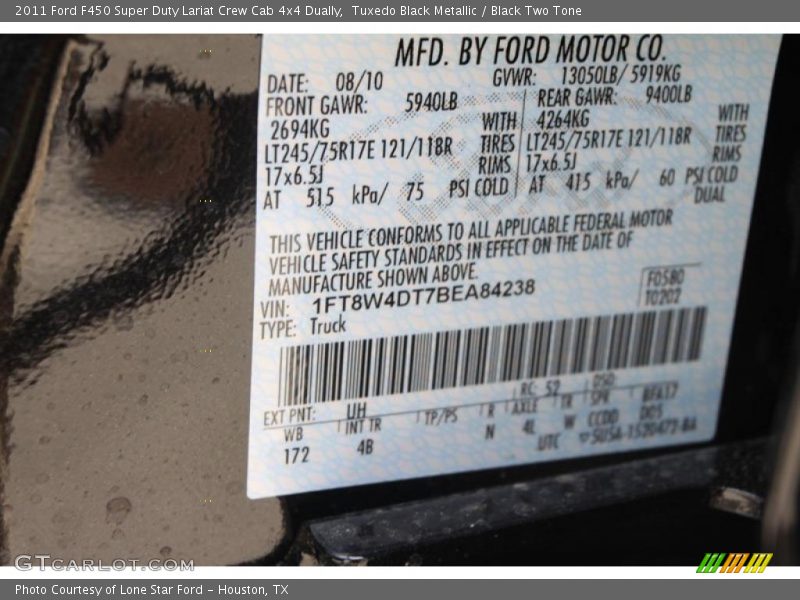 Tuxedo Black Metallic / Black Two Tone 2011 Ford F450 Super Duty Lariat Crew Cab 4x4 Dually