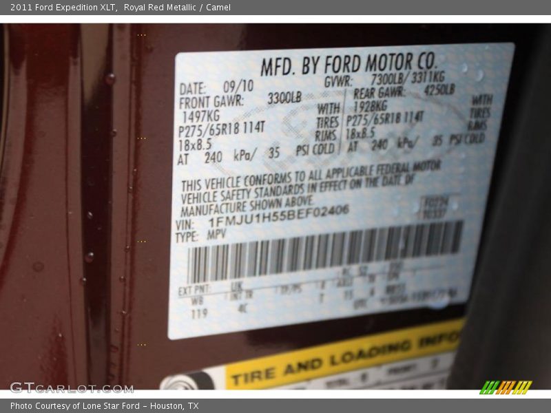 Royal Red Metallic / Camel 2011 Ford Expedition XLT