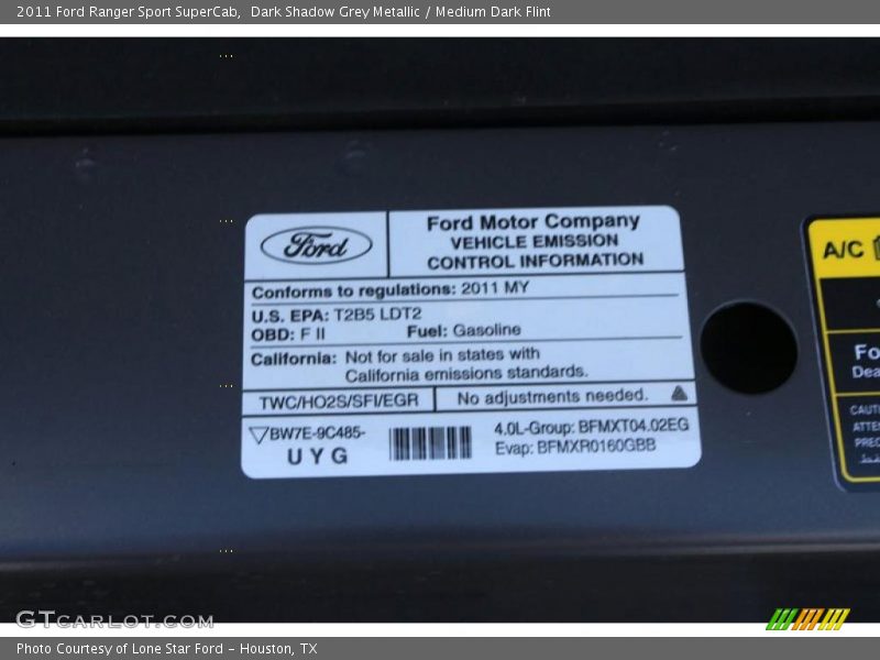 Dark Shadow Grey Metallic / Medium Dark Flint 2011 Ford Ranger Sport SuperCab