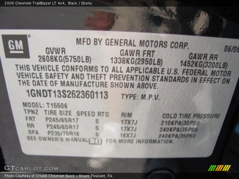 Black / Ebony 2006 Chevrolet TrailBlazer LT 4x4