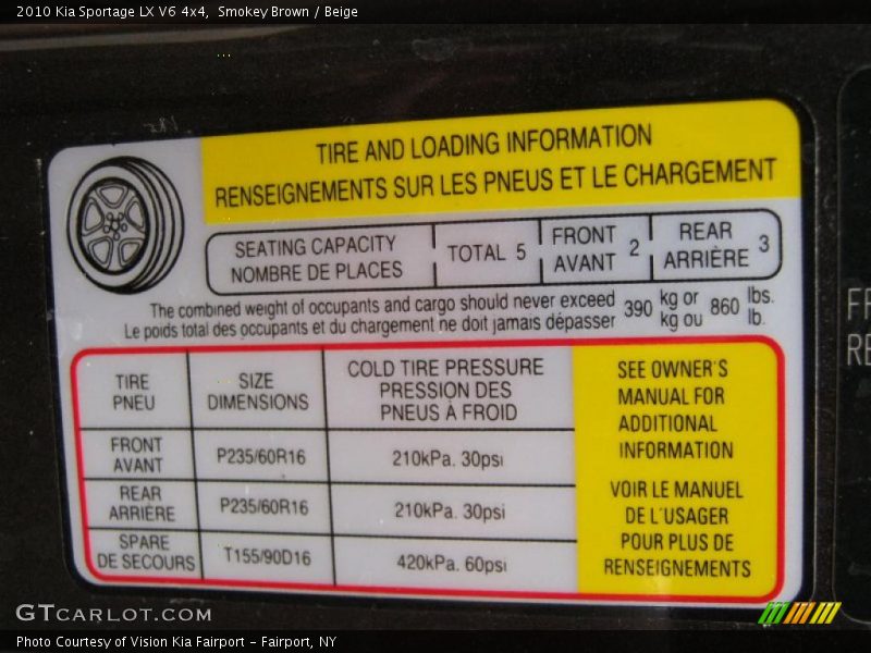 Smokey Brown / Beige 2010 Kia Sportage LX V6 4x4