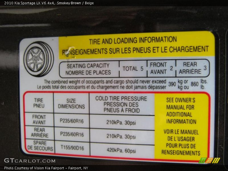 Smokey Brown / Beige 2010 Kia Sportage LX V6 4x4