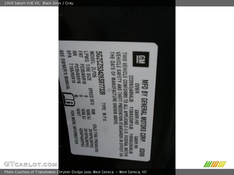 Black Onyx / Gray 2006 Saturn VUE V6