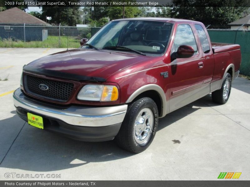 Toreador Red Metallic / Medium Parchment Beige 2003 Ford F150 Lariat SuperCab