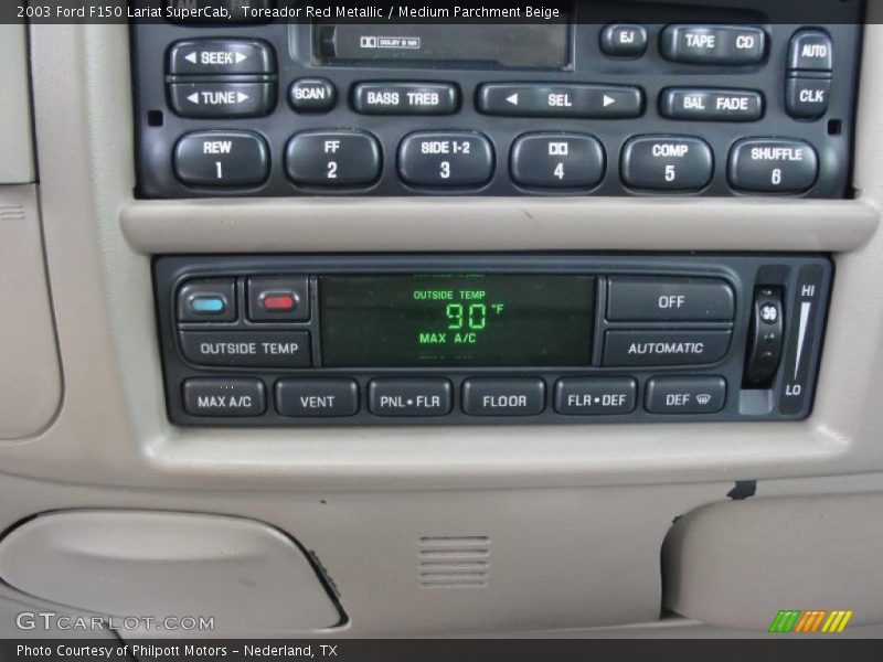 Toreador Red Metallic / Medium Parchment Beige 2003 Ford F150 Lariat SuperCab