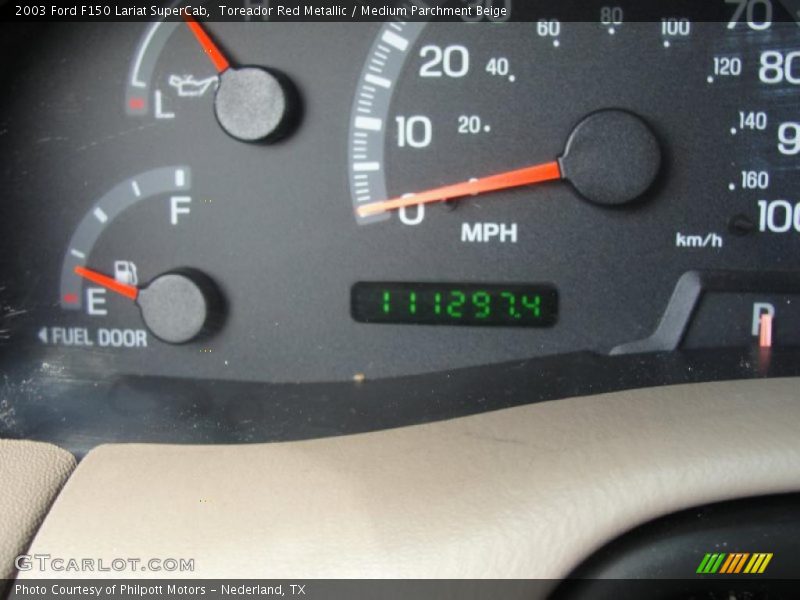 Toreador Red Metallic / Medium Parchment Beige 2003 Ford F150 Lariat SuperCab