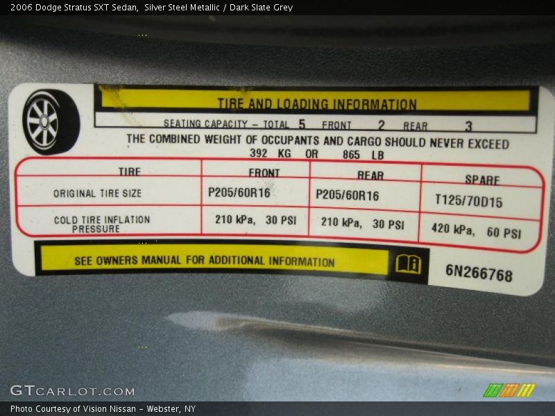 Silver Steel Metallic / Dark Slate Grey 2006 Dodge Stratus SXT Sedan