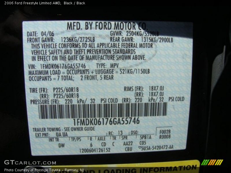 Black / Black 2006 Ford Freestyle Limited AWD