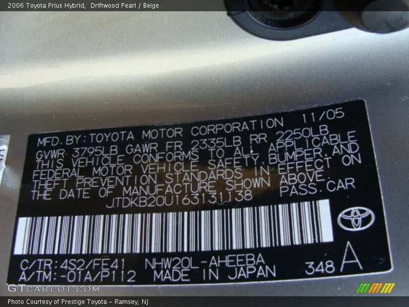 Driftwood Pearl / Beige 2006 Toyota Prius Hybrid