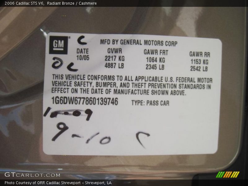 Radiant Bronze / Cashmere 2006 Cadillac STS V6