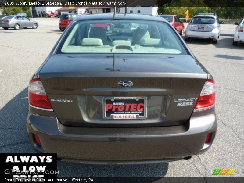 Deep Bronze Metallic / Warm Ivory 2009 Subaru Legacy 2.5i Sedan